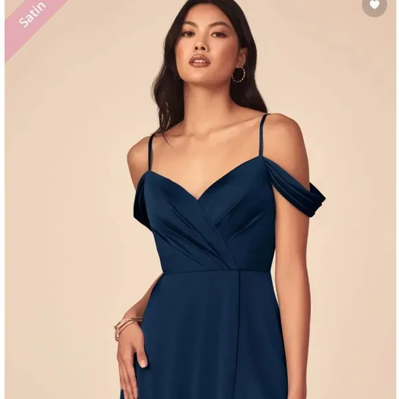 azazie ocean stretch satin dress Azazie Ocean
